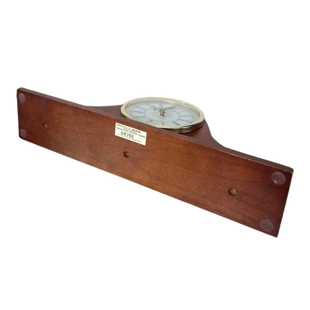 Vintage Sunbeam Oster‎ Gold Elegant Mantel Clock Quartz Cherry Wood #88634 WORKS